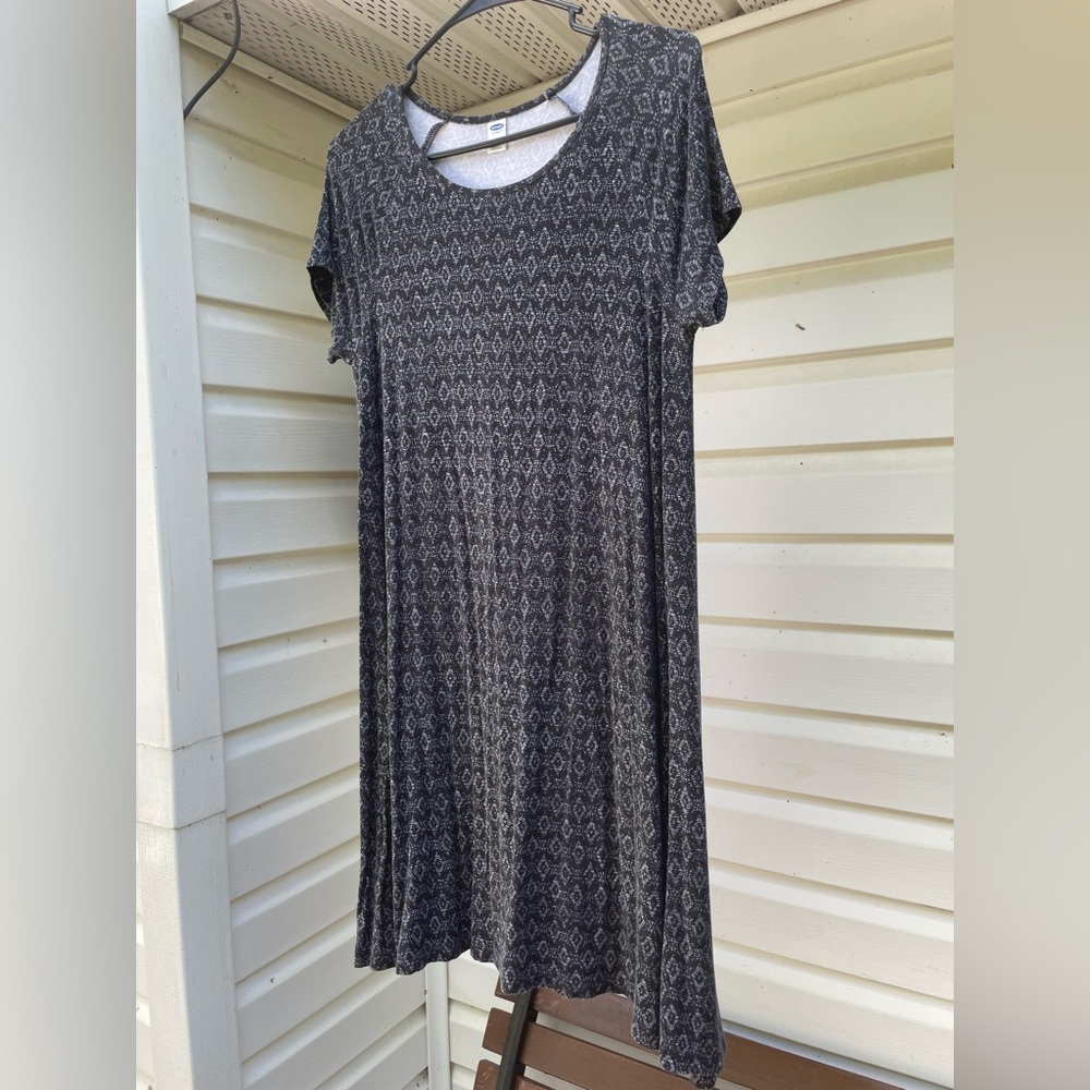 Old Navy Deep Navy Blue Patterned Midi Dress M